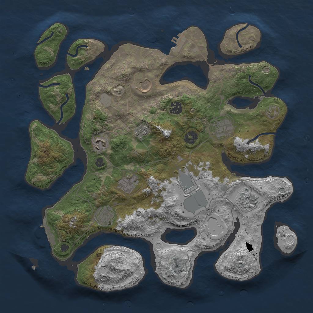 Rust Map: Procedural Map, Size: 3550, Seed: 607196, 17 Monuments