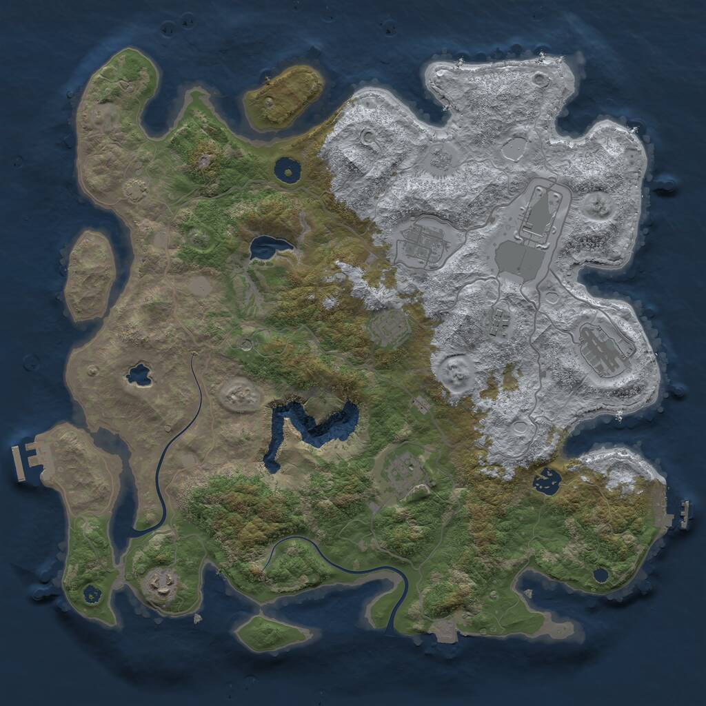 Rust Map: Procedural Map, Size: 4000, Seed: 3793, 14 Monuments