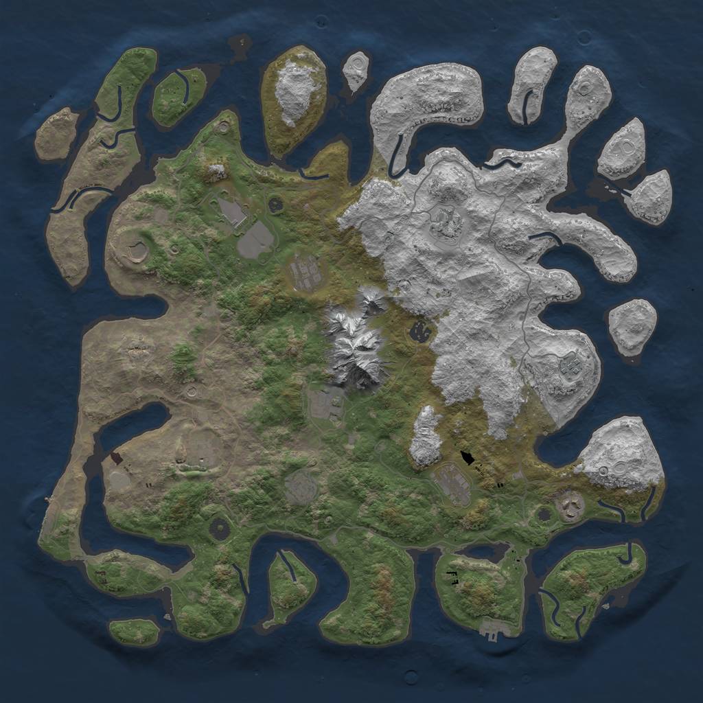 Rust Map: Procedural Map, Size: 5000, Seed: 2432151, 19 Monuments
