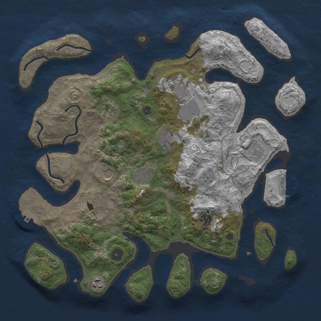 Rust Map: Procedural Map, Size: 4000, Seed: 250625, 17 Monuments
