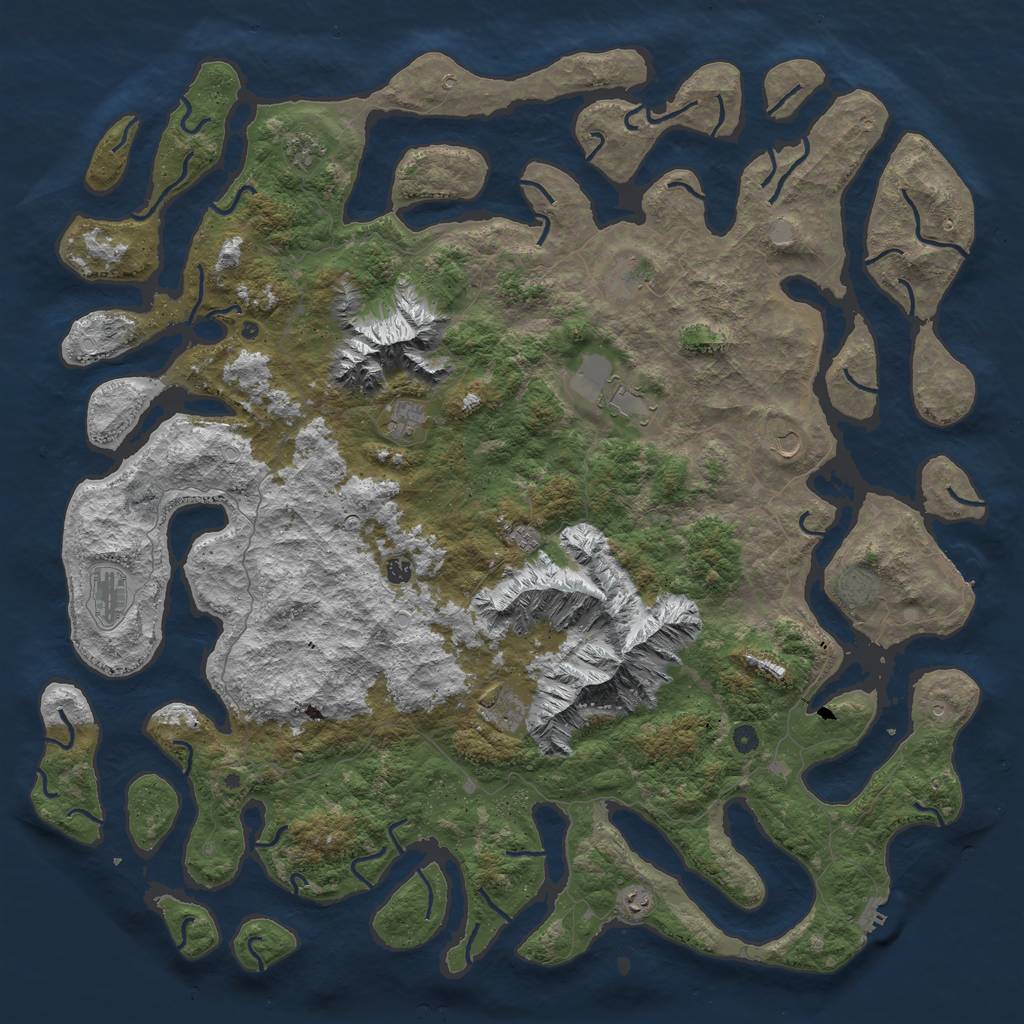 Rust Map: Procedural Map, Size: 6000, Seed: 24734353, 19 Monuments