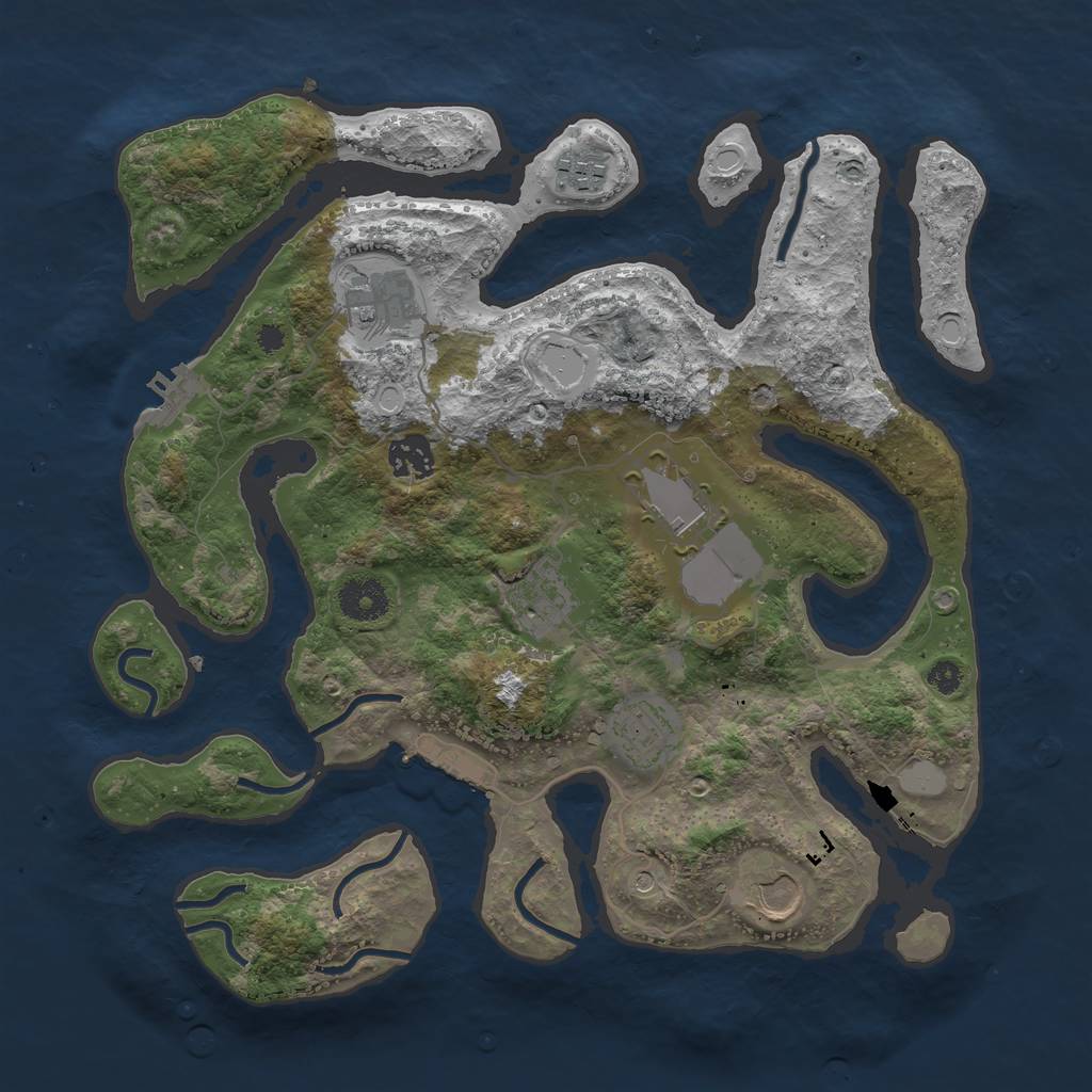 Rust Map: Procedural Map, Size: 3500, Seed: 1197591523, 15 Monuments