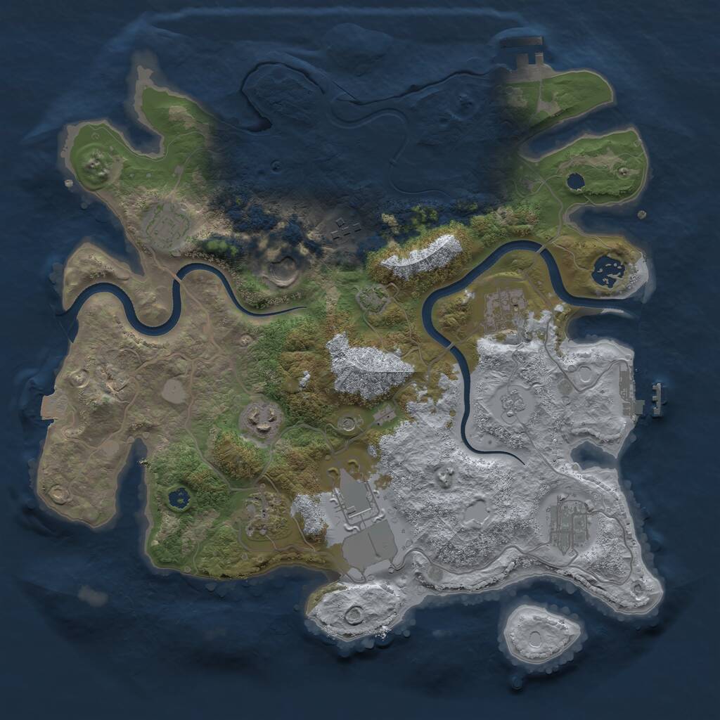 Rust Map: Procedural Map, Size: 3500, Seed: 1064151, 15 Monuments
