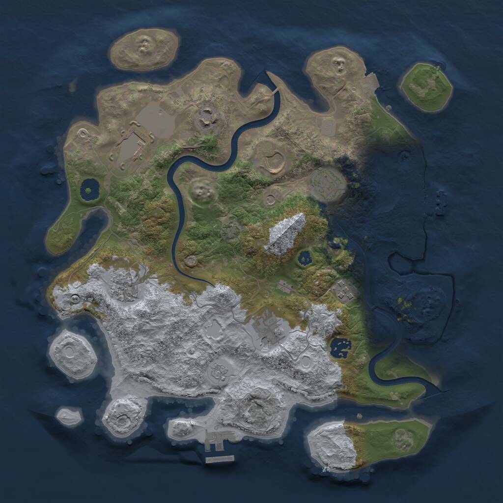 Rust Map: Procedural Map, Size: 3550, Seed: 259150, 14 Monuments