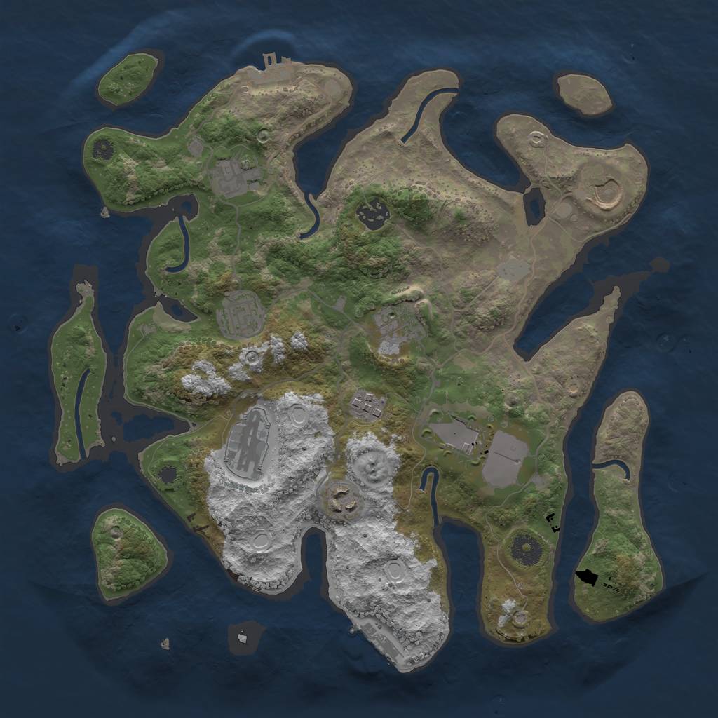 Rust Map: Procedural Map, Size: 3500, Seed: 965979963, 16 Monuments