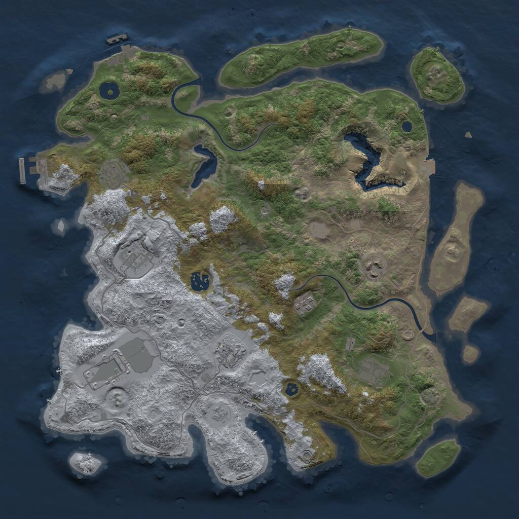 Rust Map: Procedural Map, Size: 4000, Seed: 533390, 14 Monuments