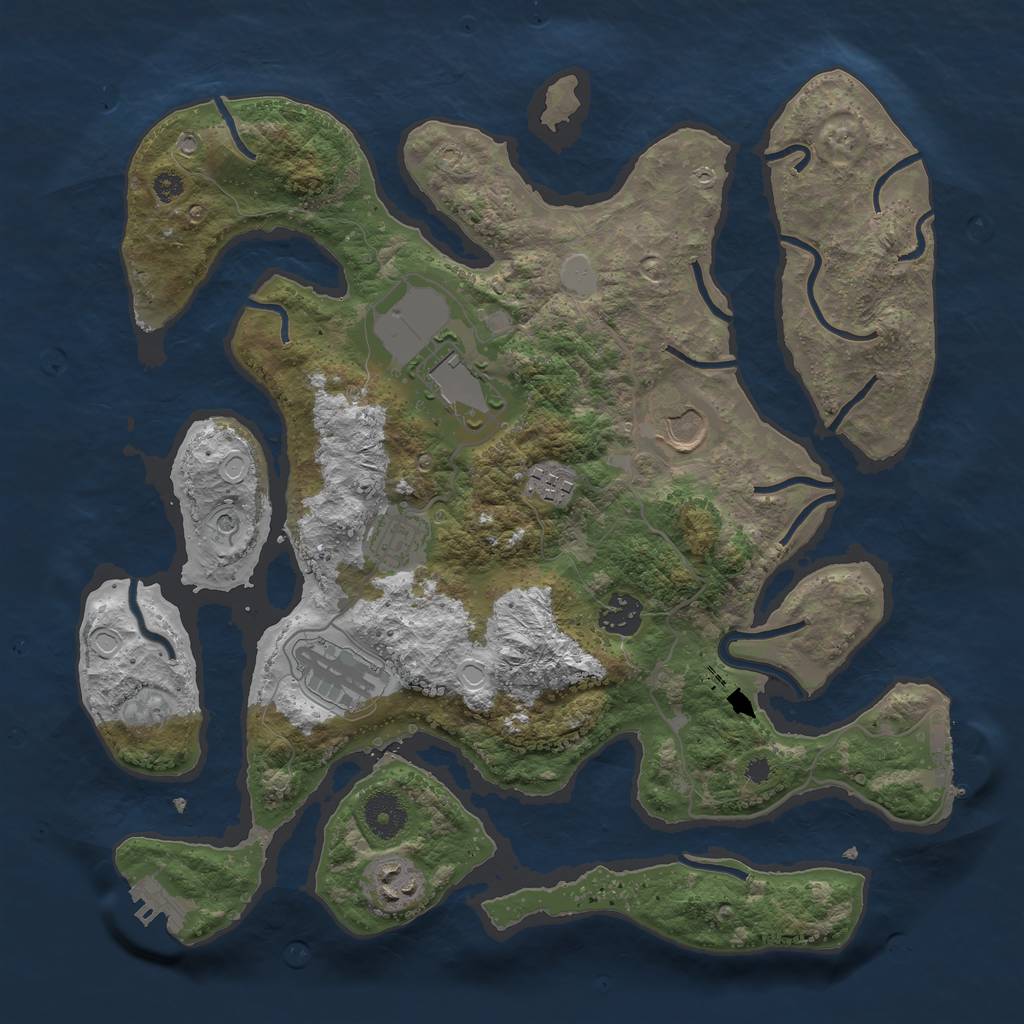 Rust Map: Procedural Map, Size: 3550, Seed: 690761, 15 Monuments
