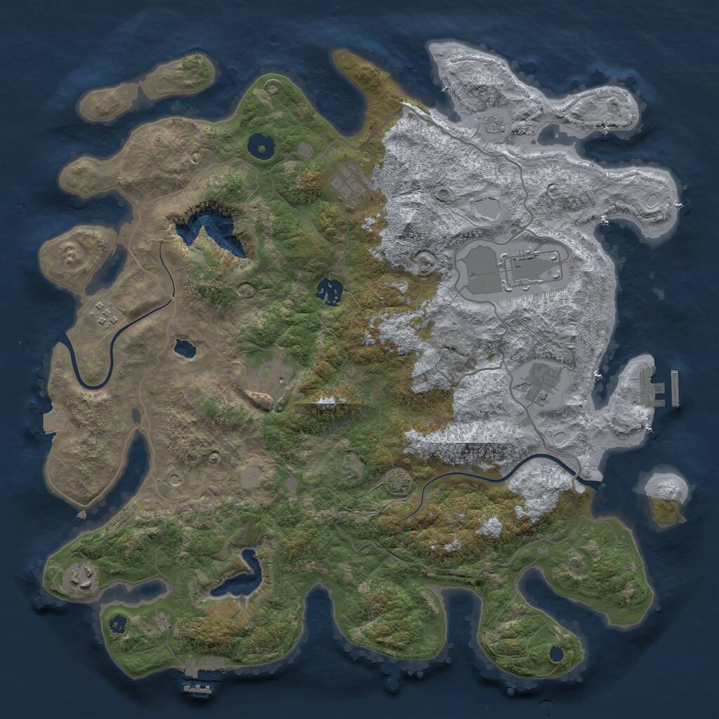 Rust Map: Procedural Map, Size: 4000, Seed: 379641, 13 Monuments
