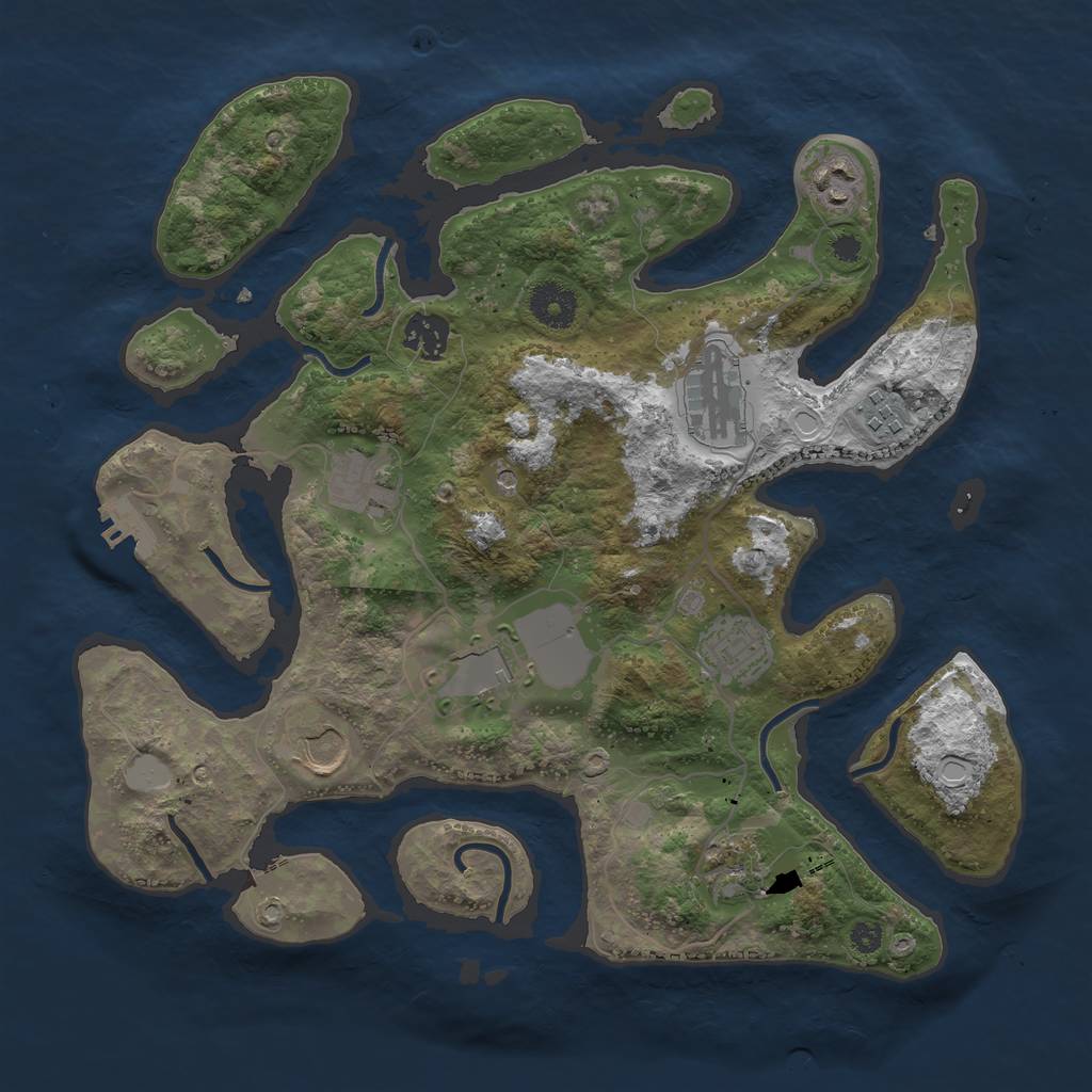 Rust Map: Procedural Map, Size: 3500, Seed: 1784100967, 16 Monuments