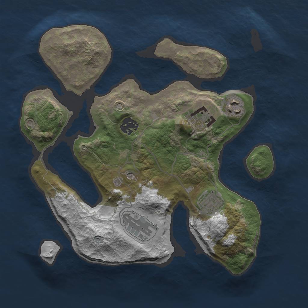 Rust Map: Barren, Size: 2772, Seed: 64790, 8 Monuments