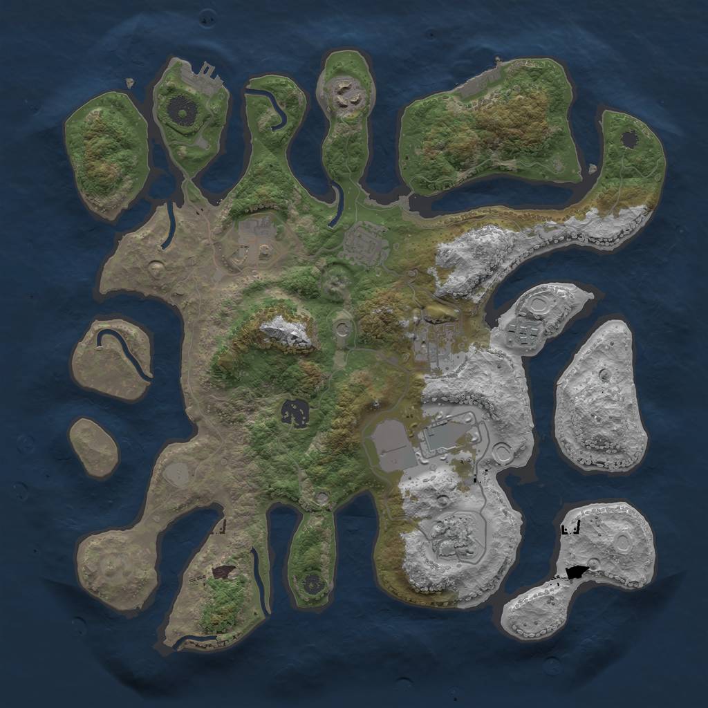Rust Map: Procedural Map, Size: 3550, Seed: 262314, 16 Monuments