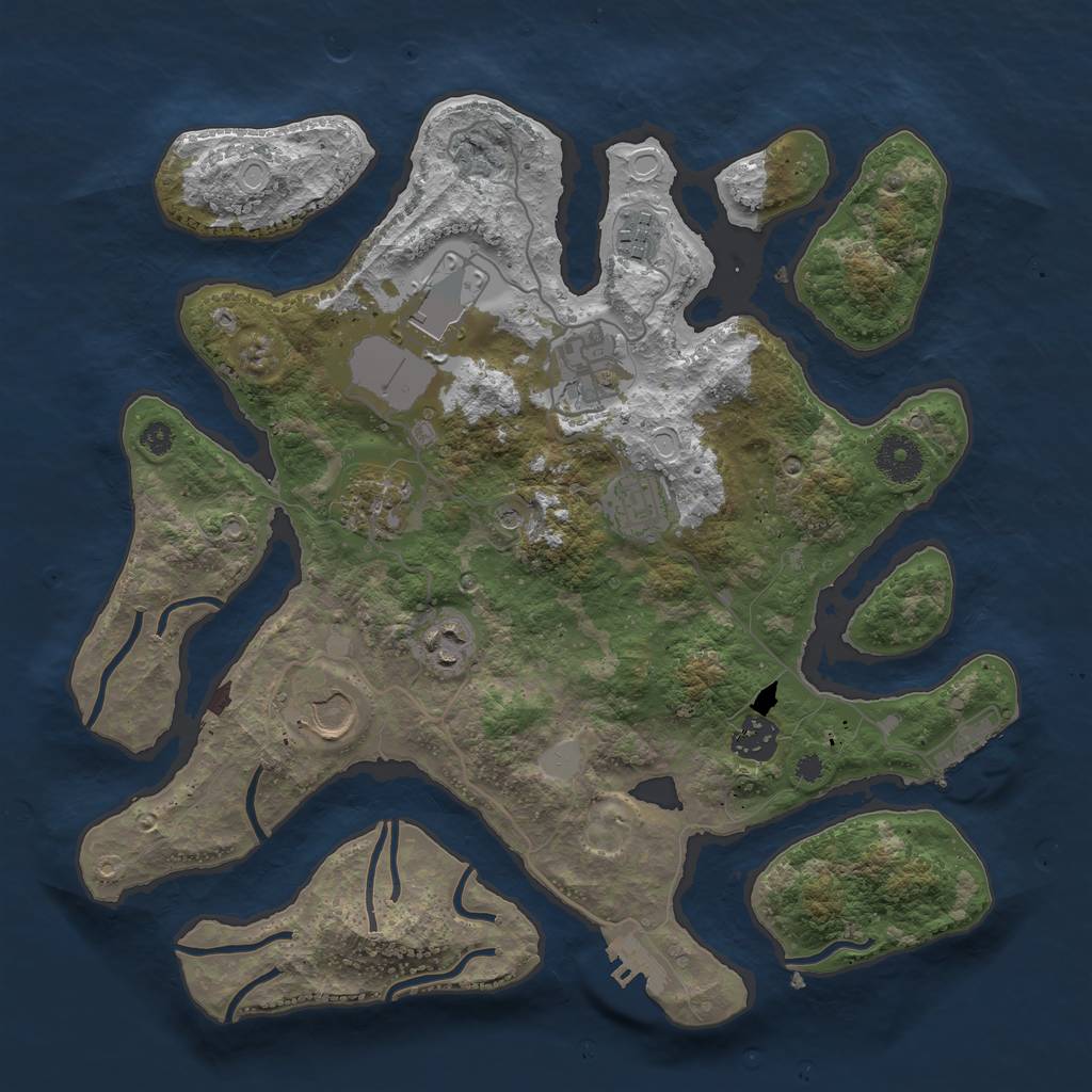 Rust Map: Procedural Map, Size: 3500, Seed: 653289, 16 Monuments