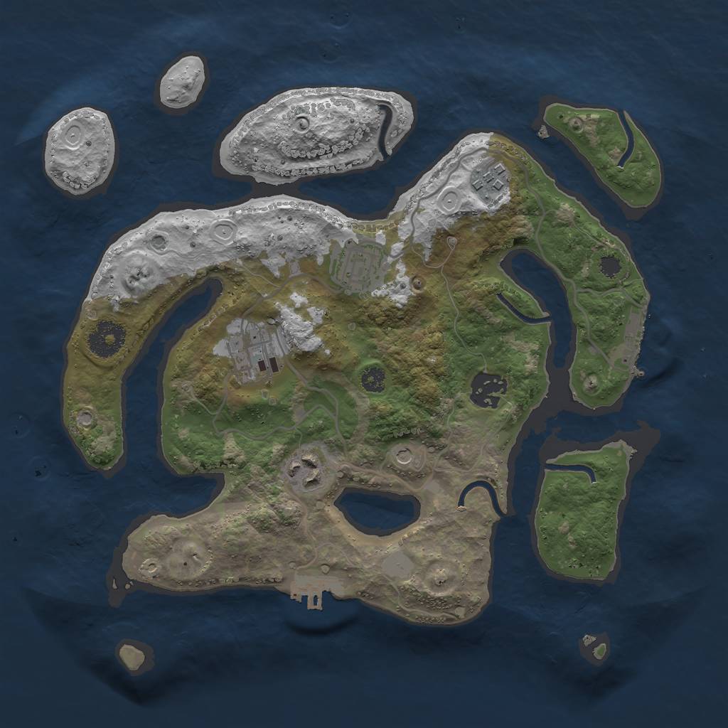 Rust Map: Procedural Map, Size: 3000, Seed: 244576, 13 Monuments