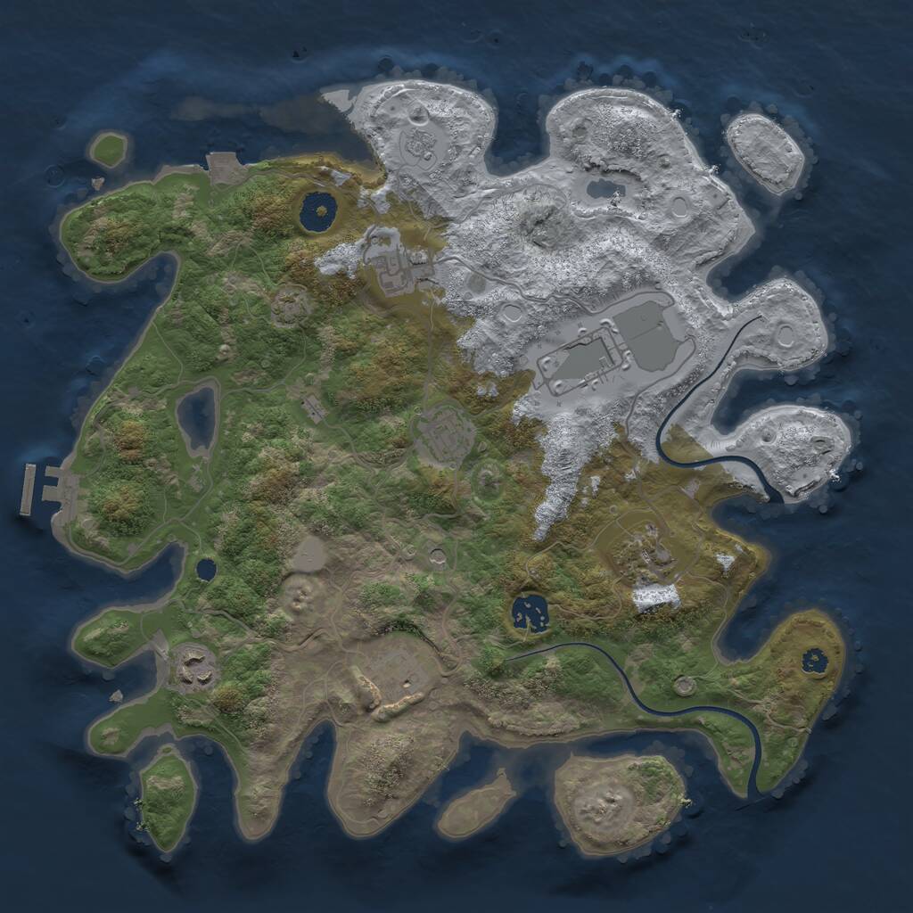 Rust Map: Procedural Map, Size: 3550, Seed: 60124, 12 Monuments