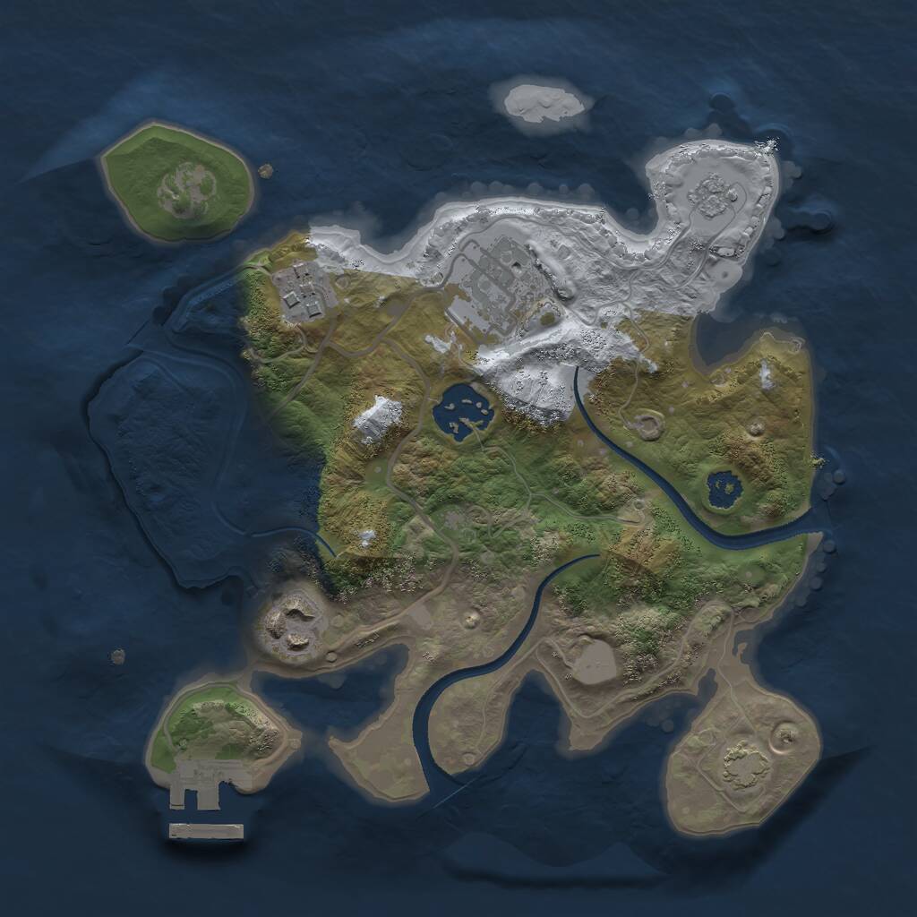 Rust Map: Procedural Map, Size: 2500, Seed: 216324, 8 Monuments