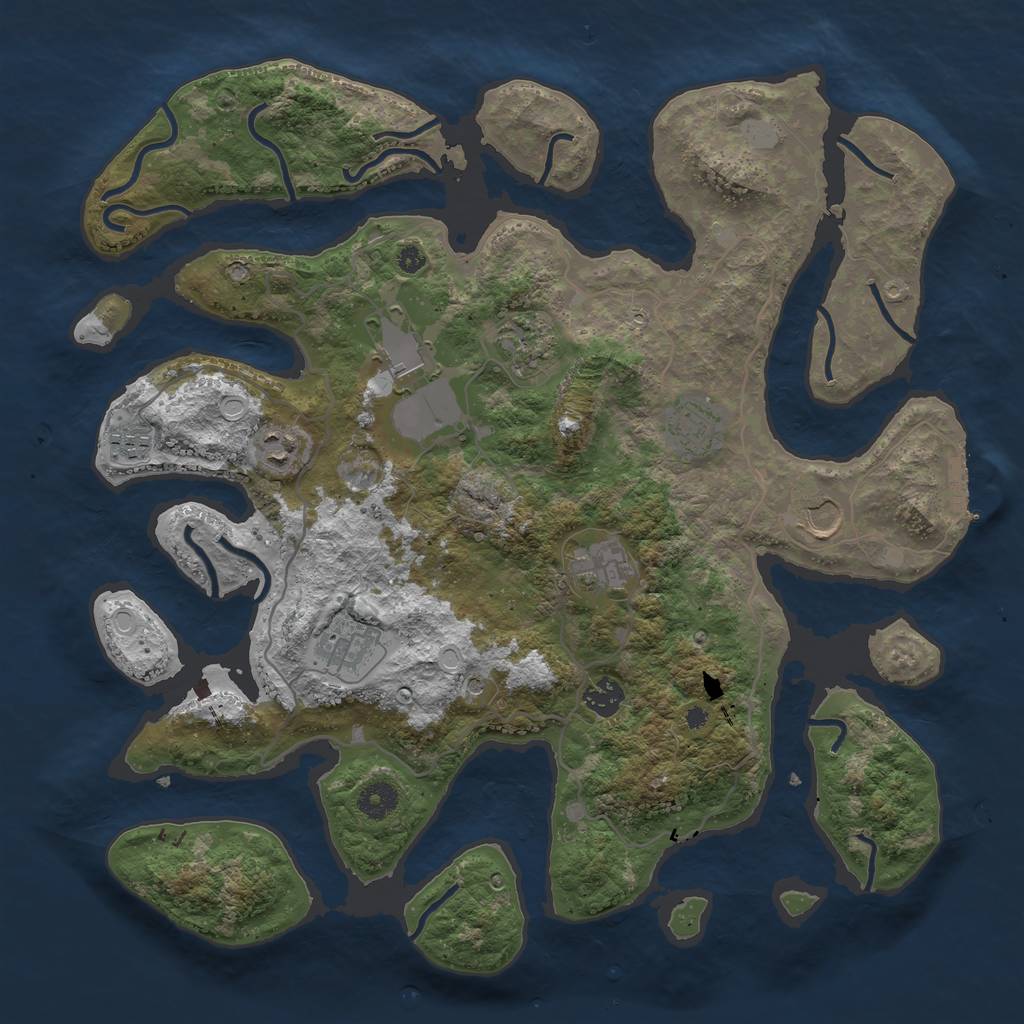 Rust Map: Procedural Map, Size: 4000, Seed: 934422, 16 Monuments