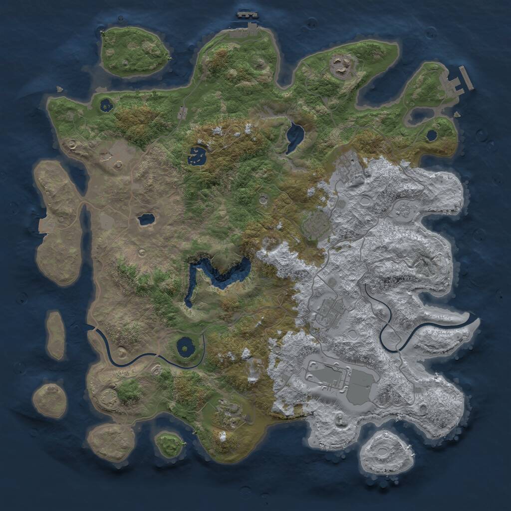 Rust Map: Procedural Map, Size: 4000, Seed: 1059259900, 14 Monuments