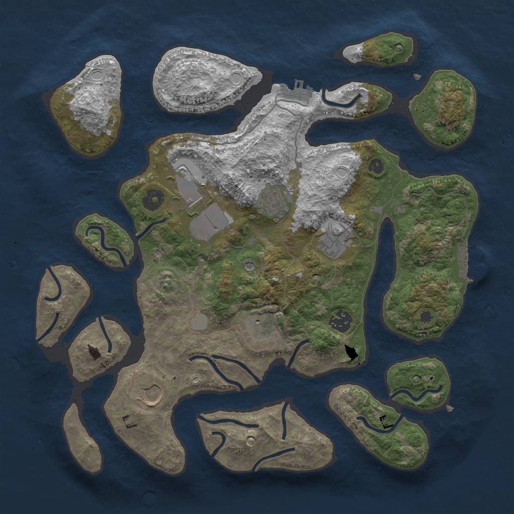 Rust Map: Procedural Map, Size: 3550, Seed: 890290, 14 Monuments