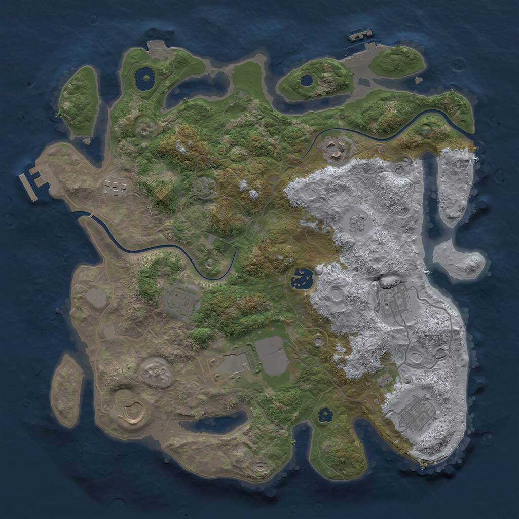 Rust Map: Procedural Map, Size: 3500, Seed: 54061297, 14 Monuments