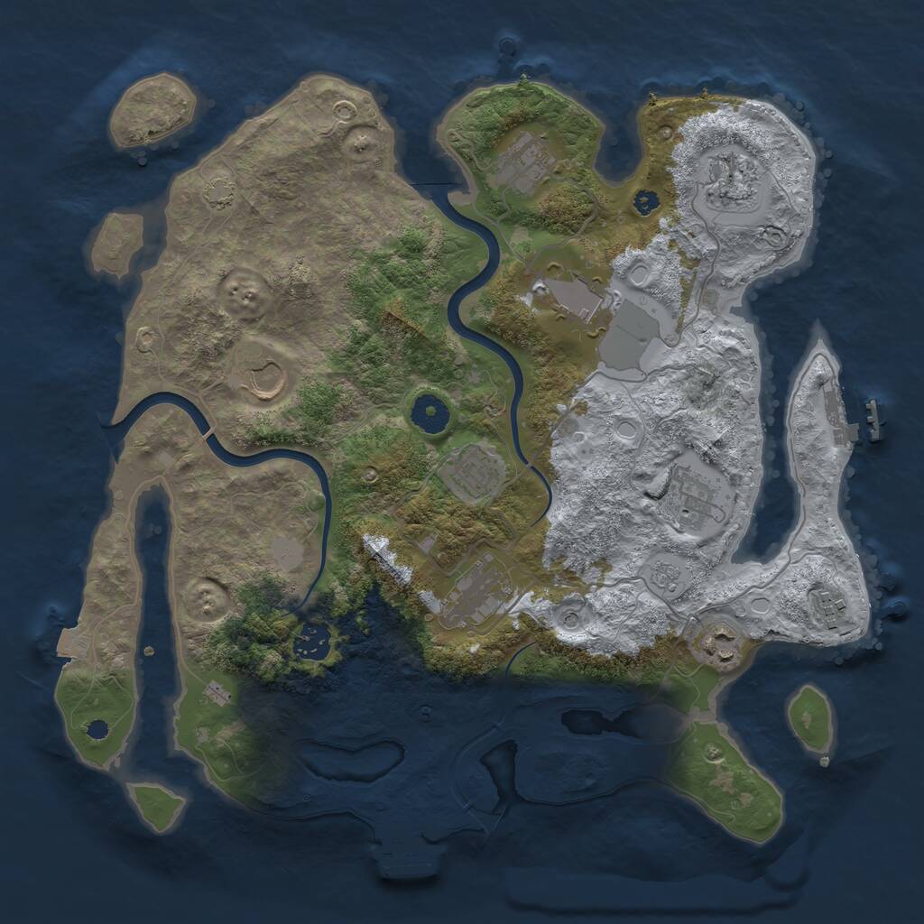 Rust Map: Procedural Map, Size: 3700, Seed: 1015954288, 16 Monuments