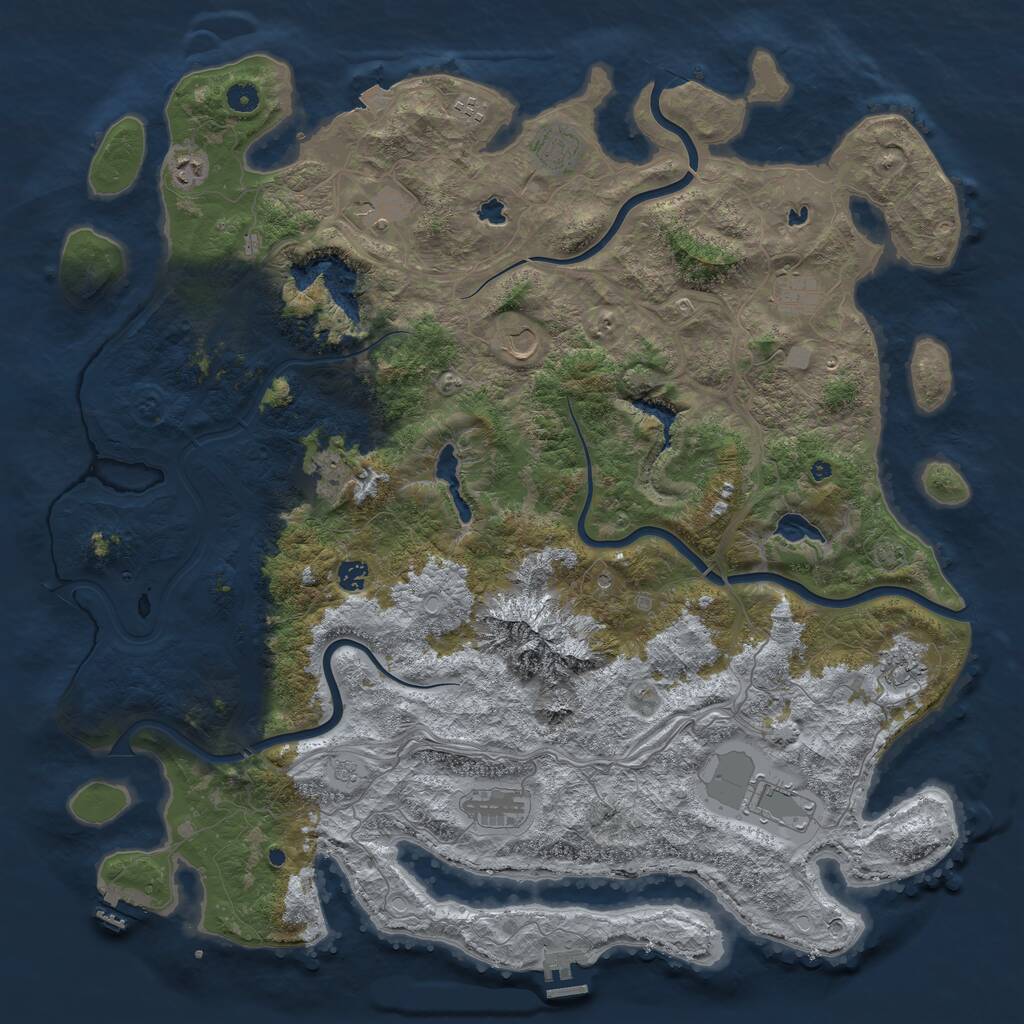 Rust Map: Procedural Map, Size: 5000, Seed: 838141786, 17 Monuments