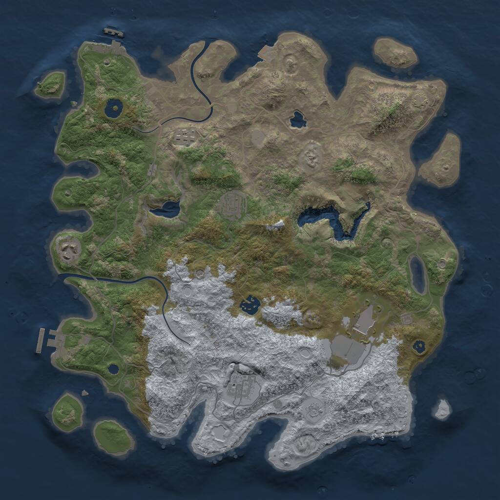 Rust Map: Procedural Map, Size: 4000, Seed: 142280, 12 Monuments