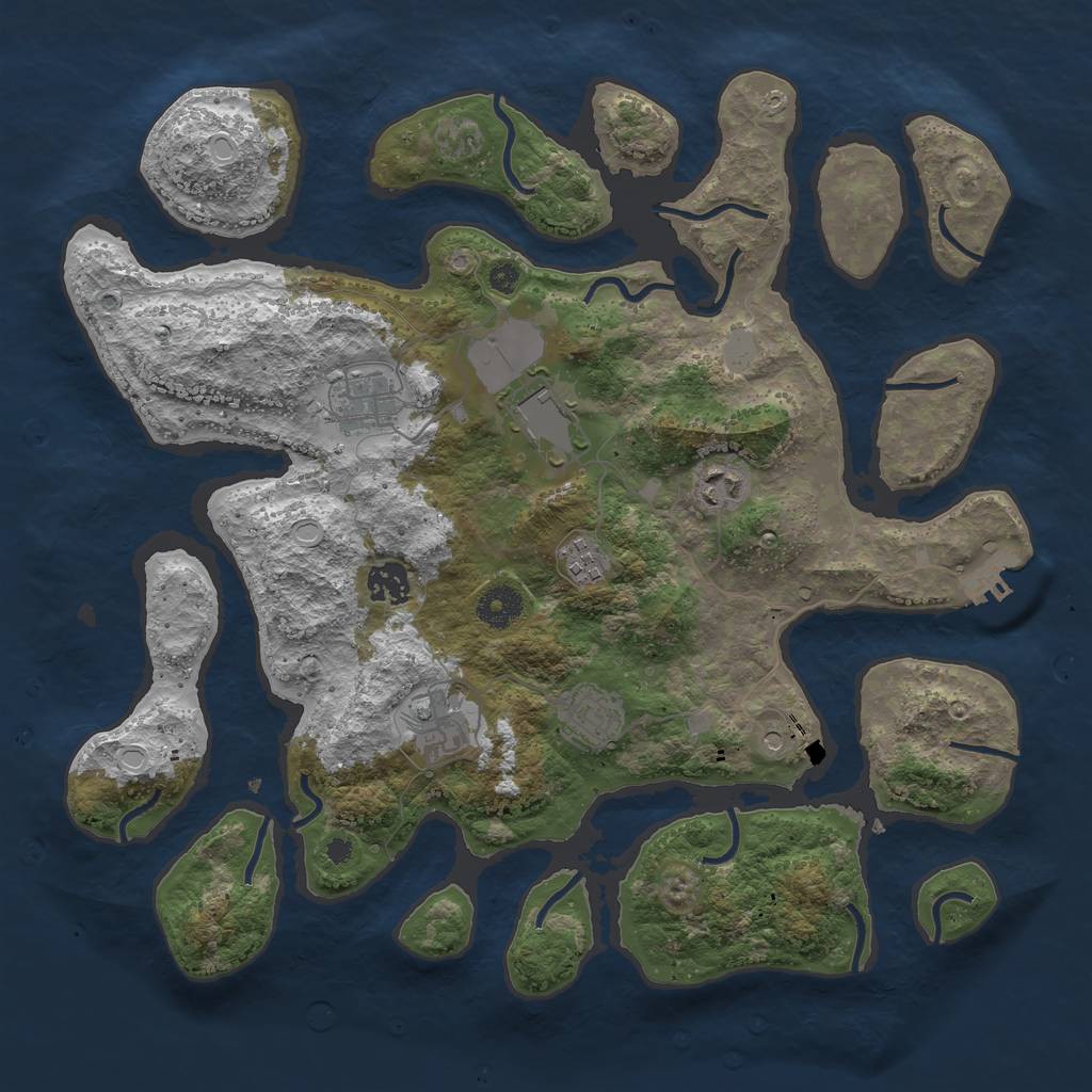 Rust Map: Procedural Map, Size: 3750, Seed: 415447282, 14 Monuments
