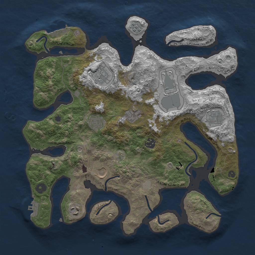 Rust Map: Procedural Map, Size: 3600, Seed: 1946944681, 17 Monuments