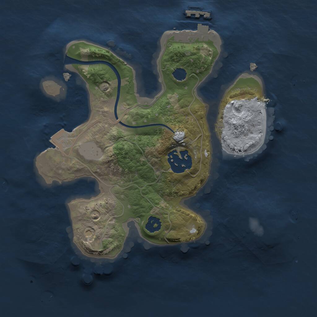 Rust Map: Procedural Map, Size: 2000, Seed: 3684, 3 Monuments