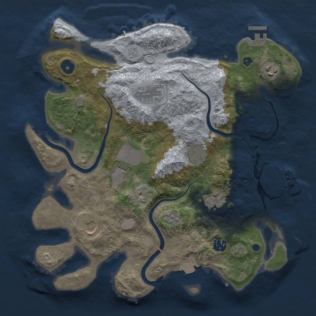 Rust Map: Procedural Map, Size: 3500, Seed: 11245, 14 Monuments