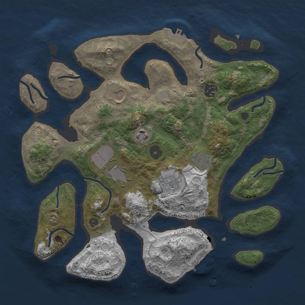 Rust Map: Procedural Map, Size: 3500, Seed: 531581887, 14 Monuments