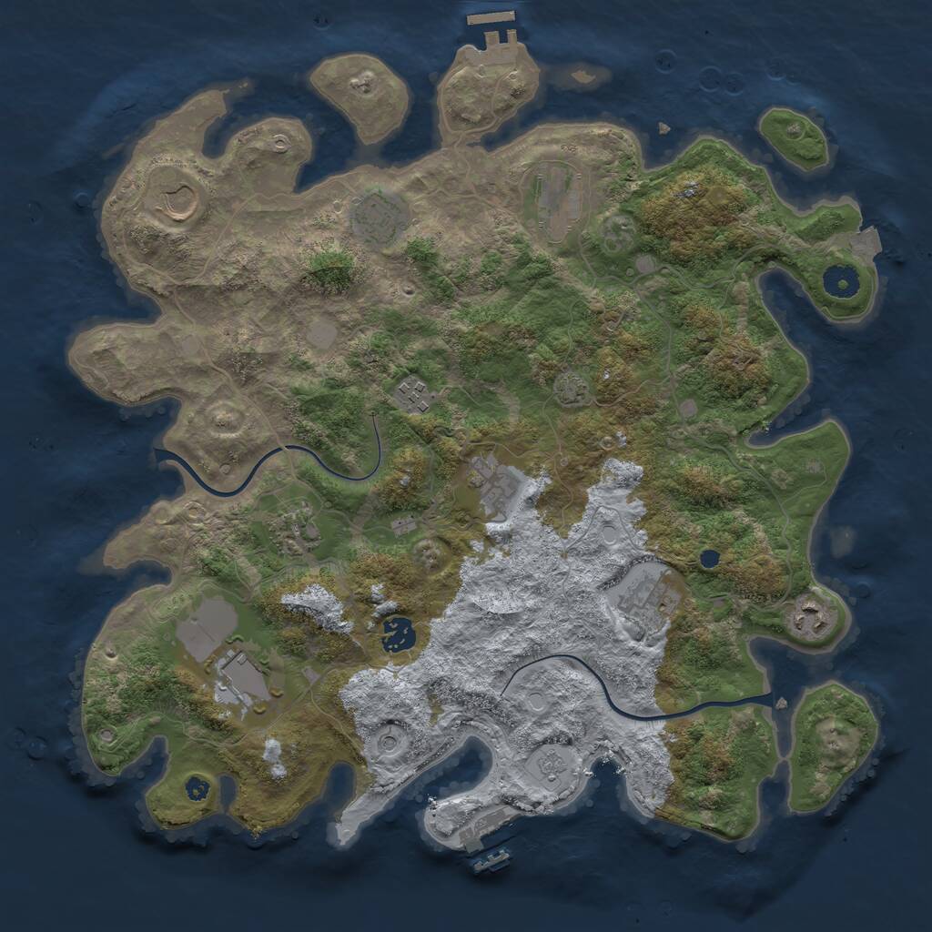 Rust Map: Procedural Map, Size: 3950, Seed: 1089075260, 16 Monuments