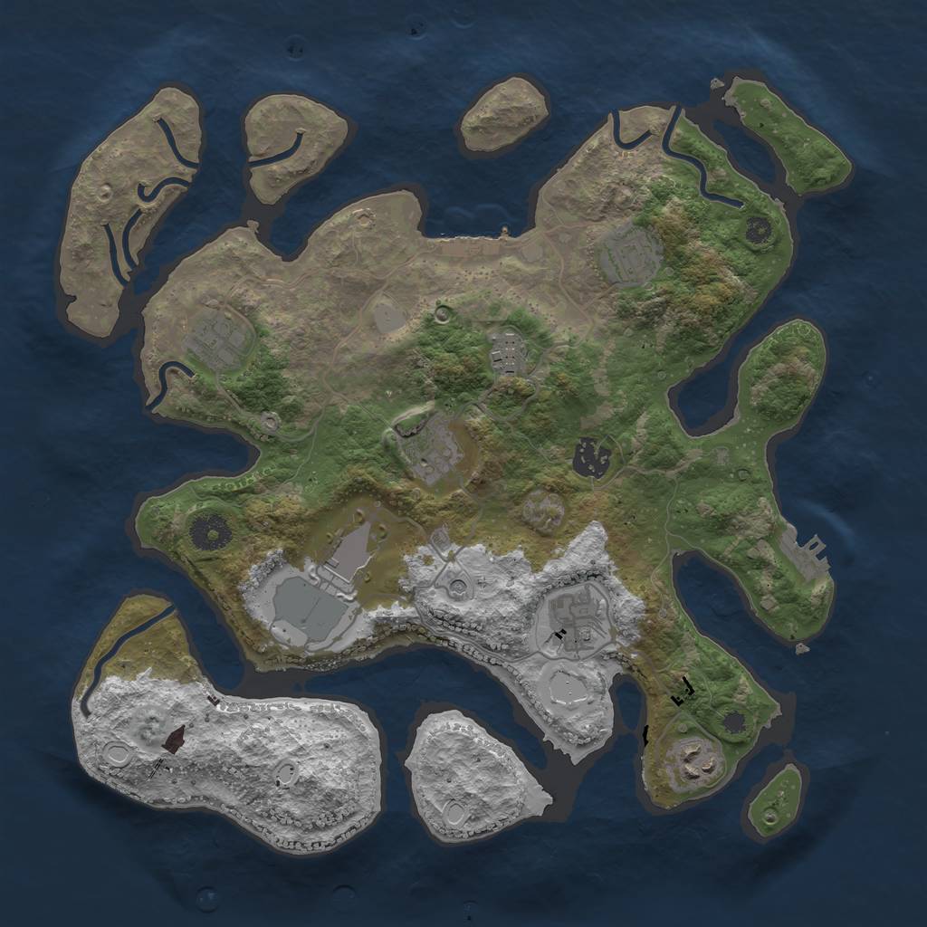 Rust Map: Procedural Map, Size: 3550, Seed: 780831, 16 Monuments