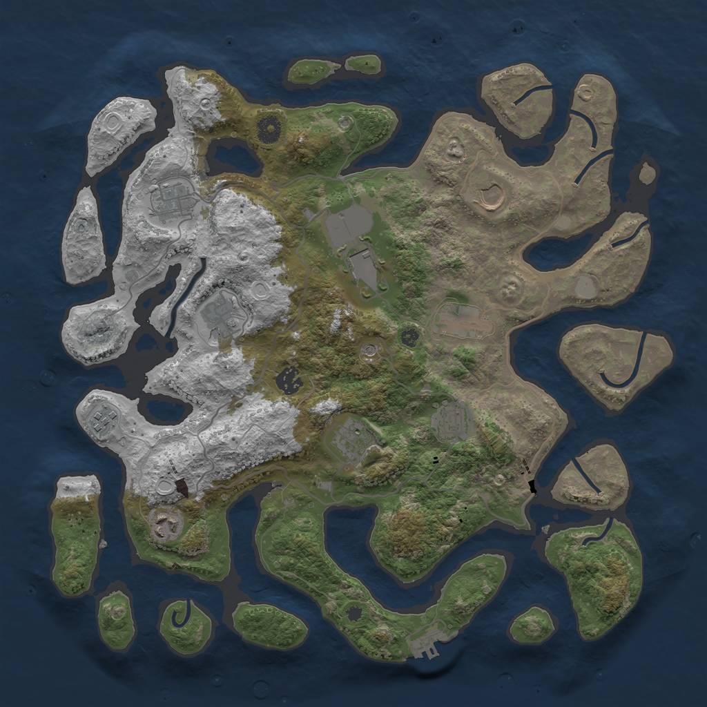 Rust Map: Procedural Map, Size: 4000, Seed: 100672, 17 Monuments