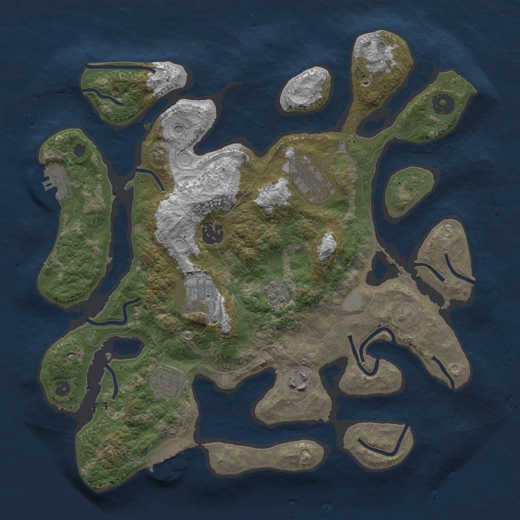 Rust Map: Procedural Map, Size: 3500, Seed: 3600, 14 Monuments