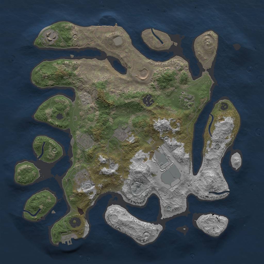 Rust Map: Procedural Map, Size: 3550, Seed: 44557, 17 Monuments