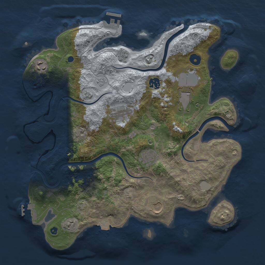 Rust Map: Procedural Map, Size: 3550, Seed: 830693, 13 Monuments