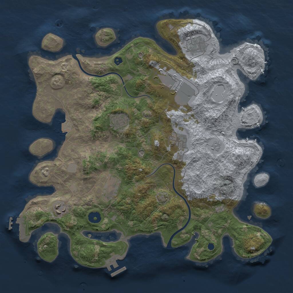 Rust Map: Procedural Map, Size: 3550, Seed: 91404, 12 Monuments