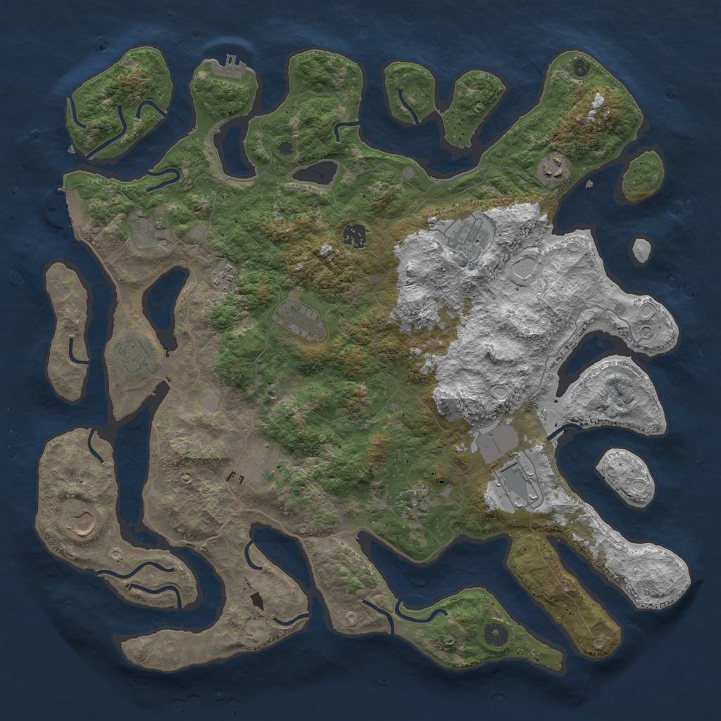 Rust Map: Procedural Map, Size: 4500, Seed: 368355511, 19 Monuments