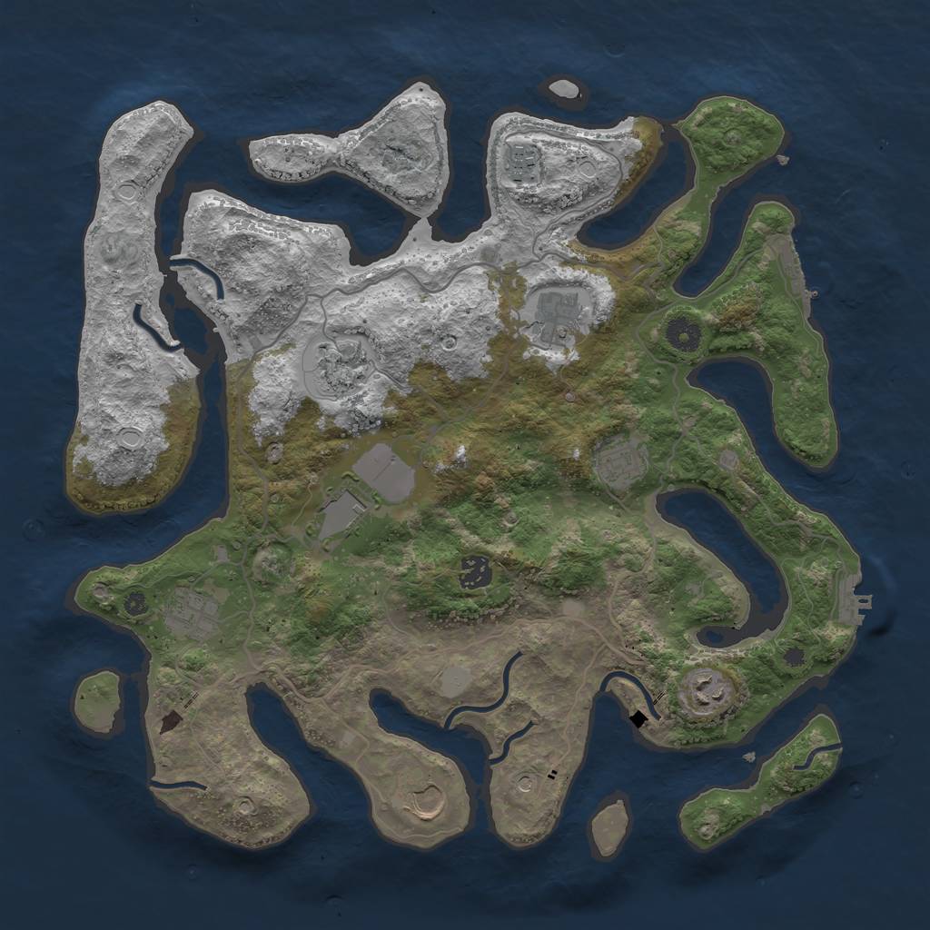 Rust Map: Procedural Map, Size: 4000, Seed: 341046, 17 Monuments