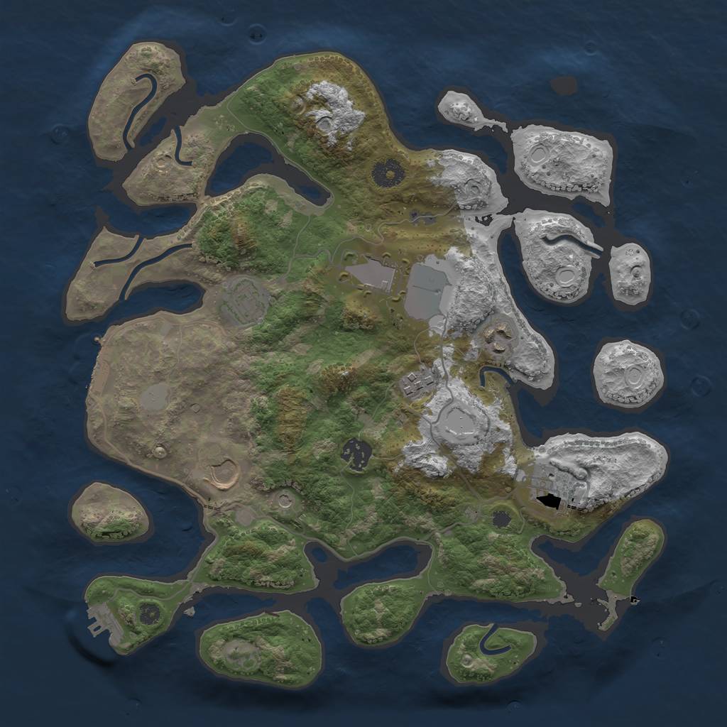 Rust Map: Procedural Map, Size: 3550, Seed: 696208, 15 Monuments