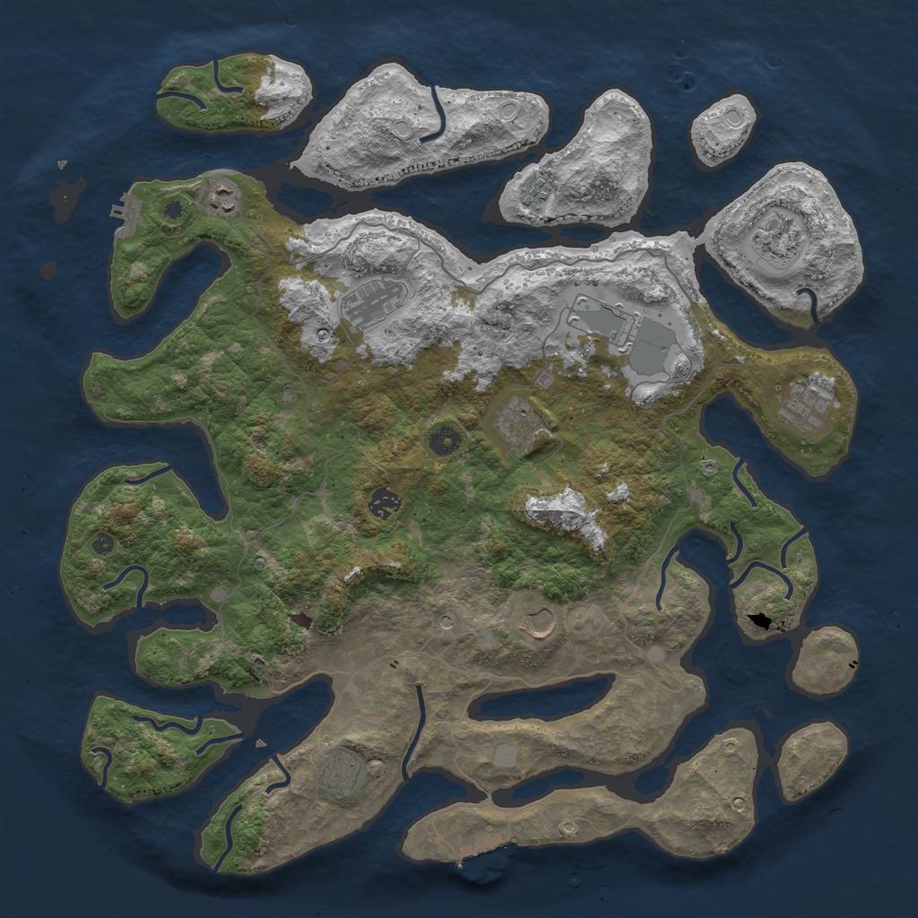 Rust Map: Procedural Map, Size: 4500, Seed: 445664, 18 Monuments