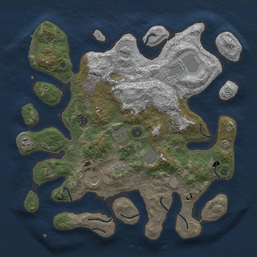 Rust Map: Procedural Map, Size: 3850, Seed: 832496300, 16 Monuments