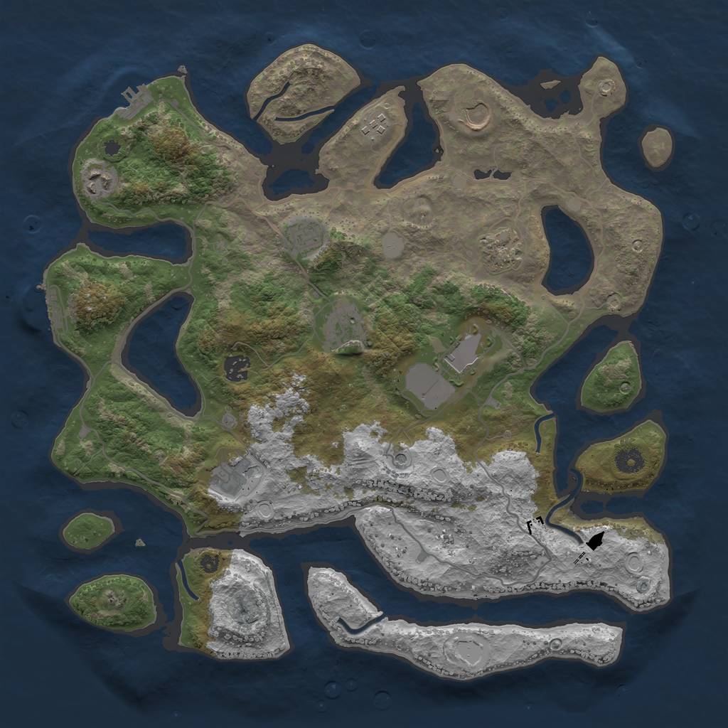 Rust Map: Procedural Map, Size: 4000, Seed: 838141786, 17 Monuments