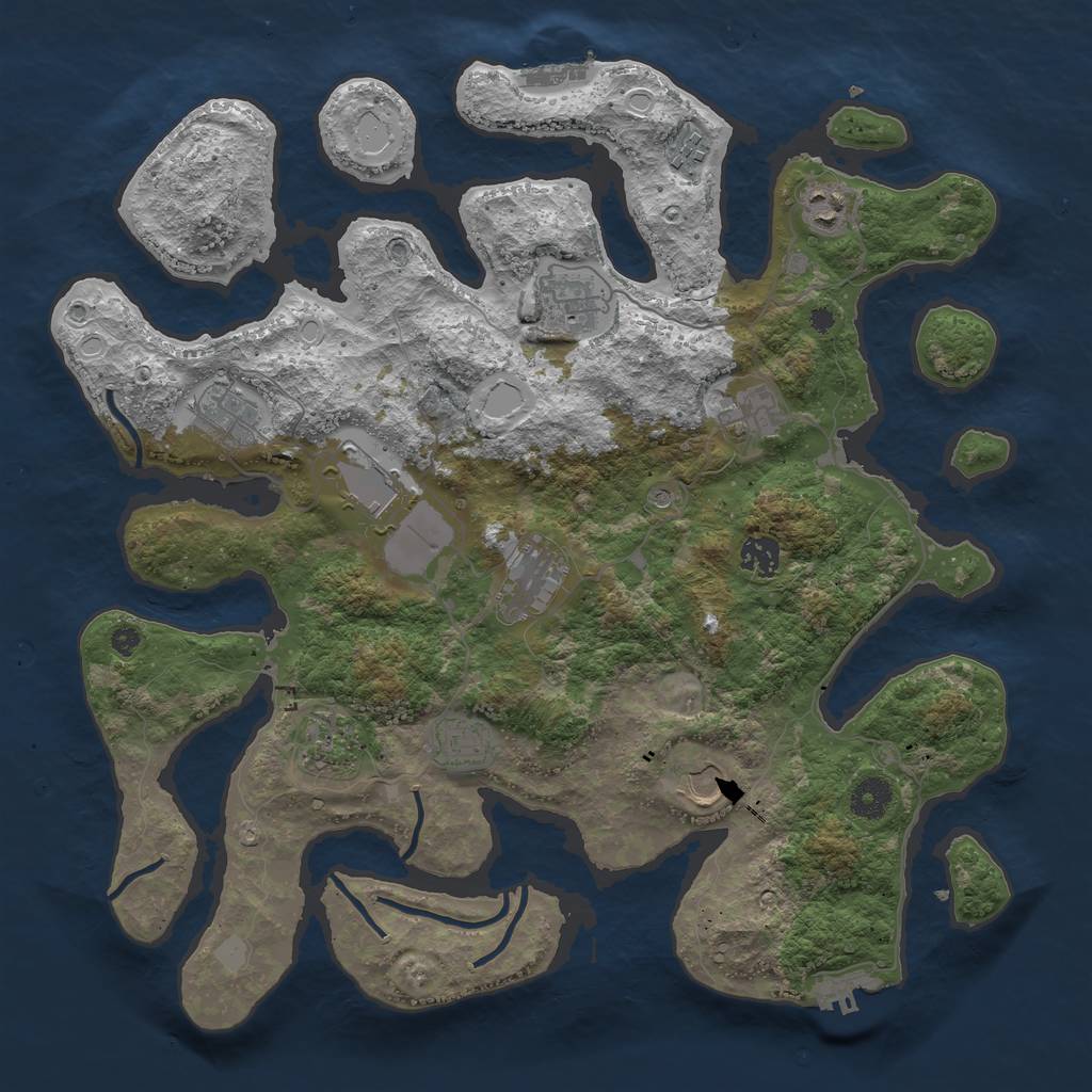 Rust Map: Procedural Map, Size: 3950, Seed: 584996347, 19 Monuments