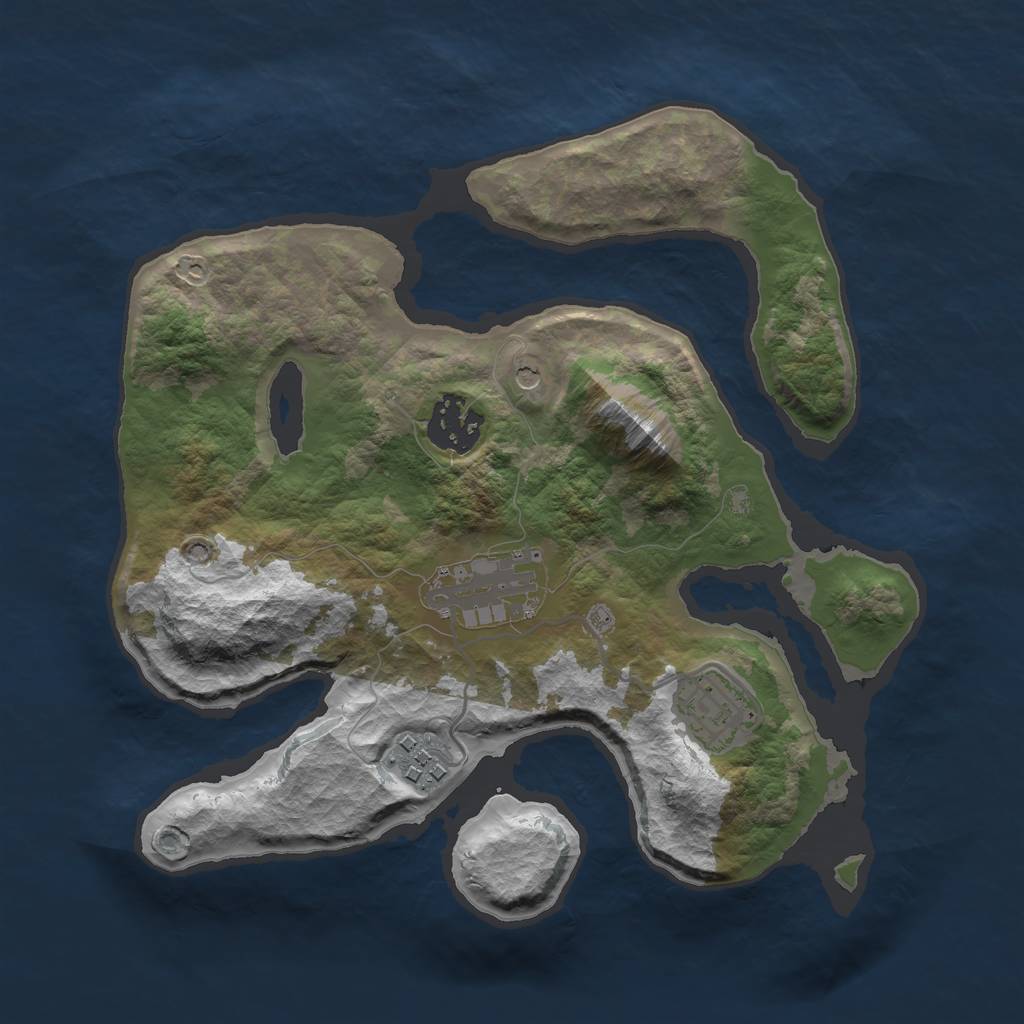 Rust Map: Barren, Size: 2750, Seed: 1375613751, 7 Monuments
