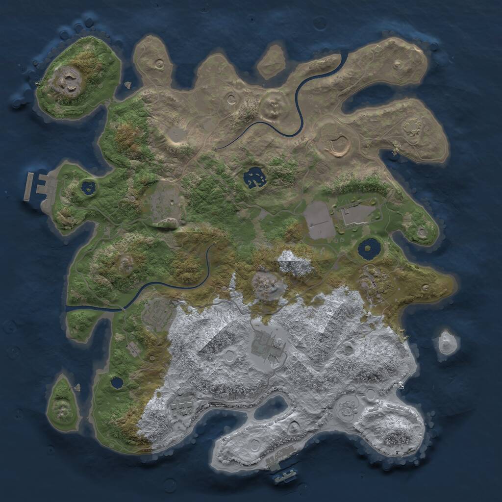 Rust Map: Procedural Map, Size: 3500, Seed: 1668195, 15 Monuments
