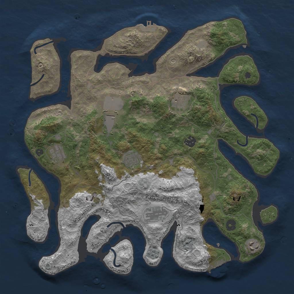 Rust Map: Procedural Map, Size: 4000, Seed: 1246, 16 Monuments
