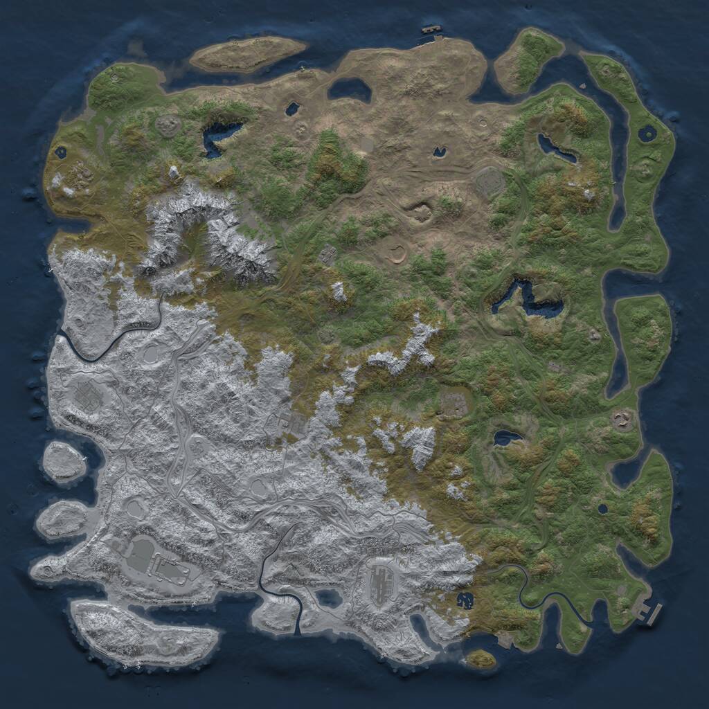 Rust Map: Procedural Map, Size: 6000, Seed: 73402454, 17 Monuments
