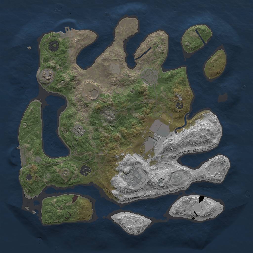 Rust Map: Procedural Map, Size: 3500, Seed: 7436978, 14 Monuments